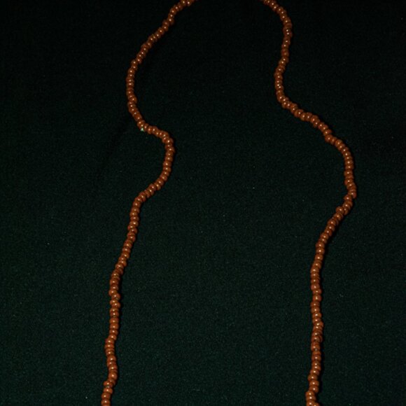 Vintage Brown Coral Seed Bead 30" Necklace - Picture 3 of 3